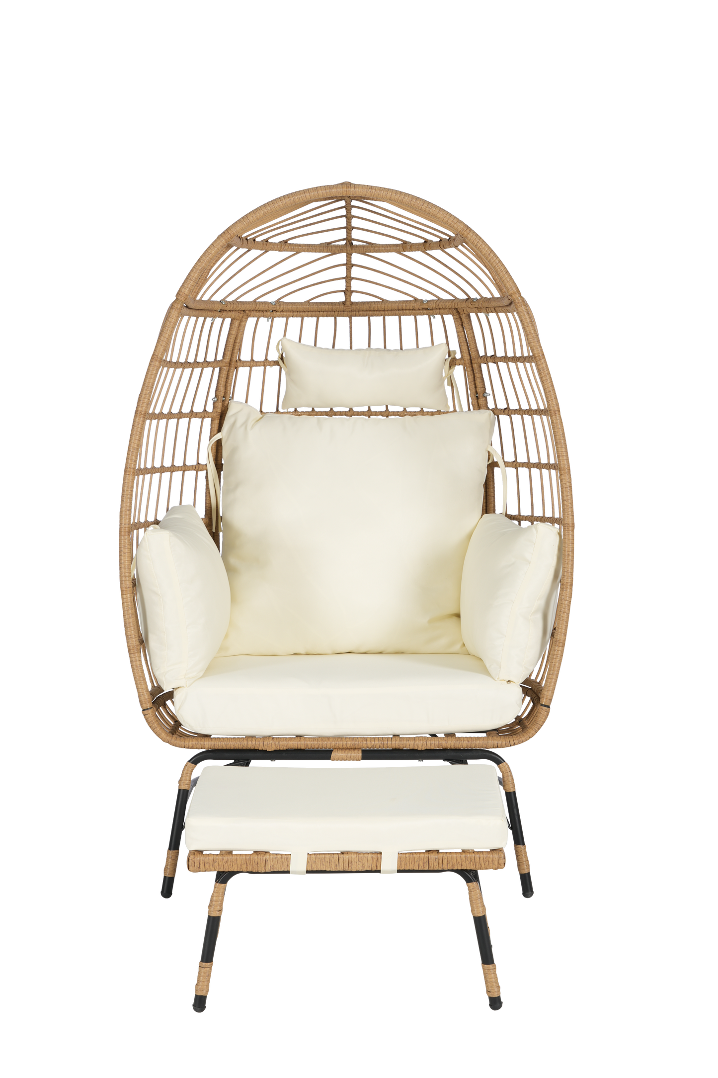 Cozara Oversized Wicker Egg Chair with Ottoman – Cozy Lounge Set