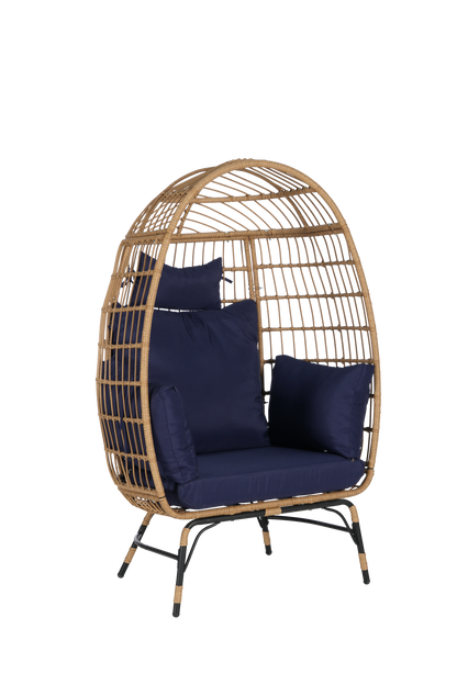 Cozara Oversized Wicker Egg Chair with Ottoman – Cozy Lounge Set