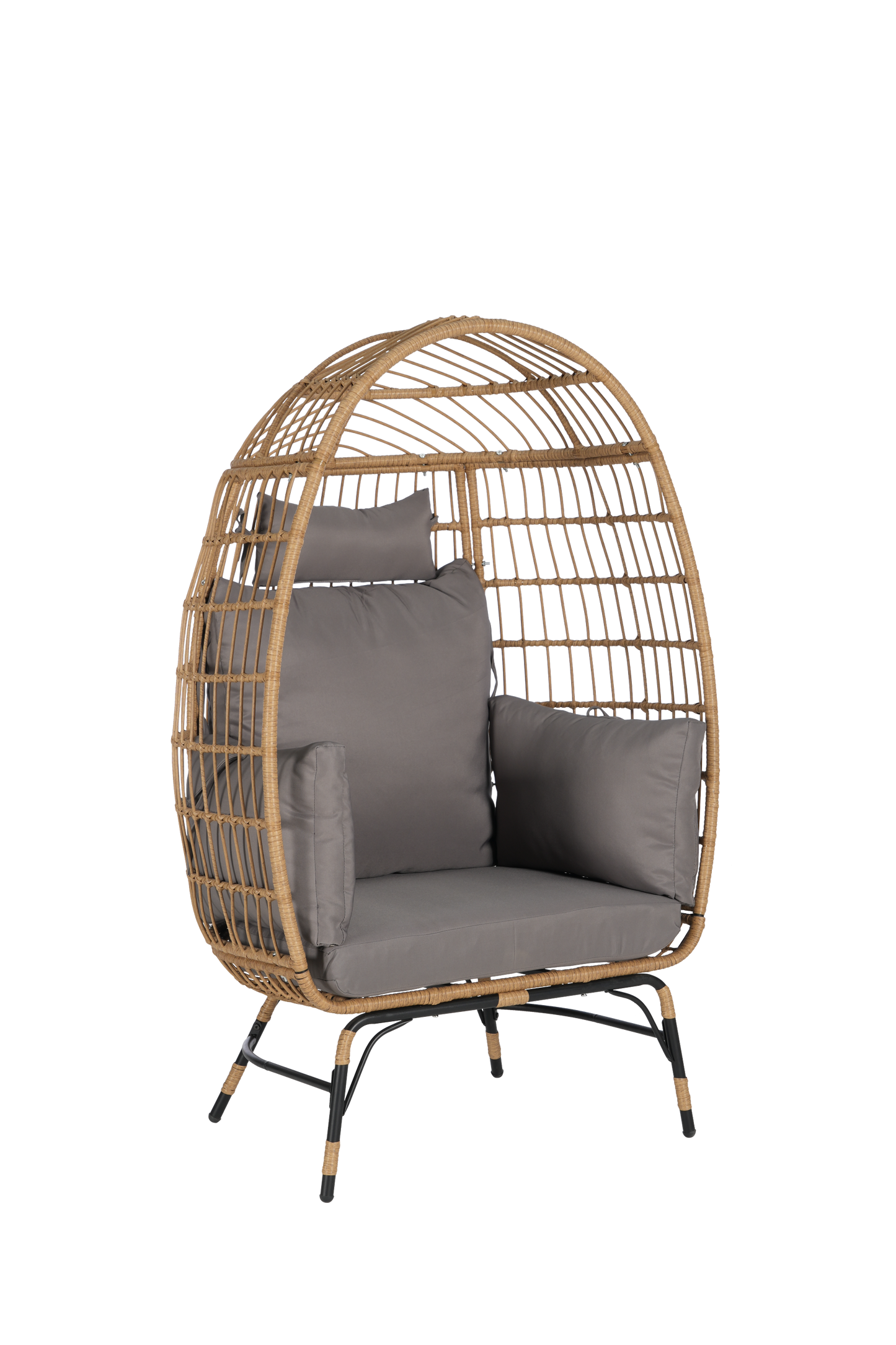 Cozara Oversized Wicker Egg Chair with Ottoman – Cozy Lounge Set