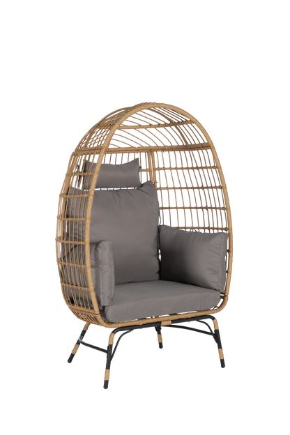 Cozara Oversized Wicker Egg Chair with Ottoman – Cozy Lounge Set