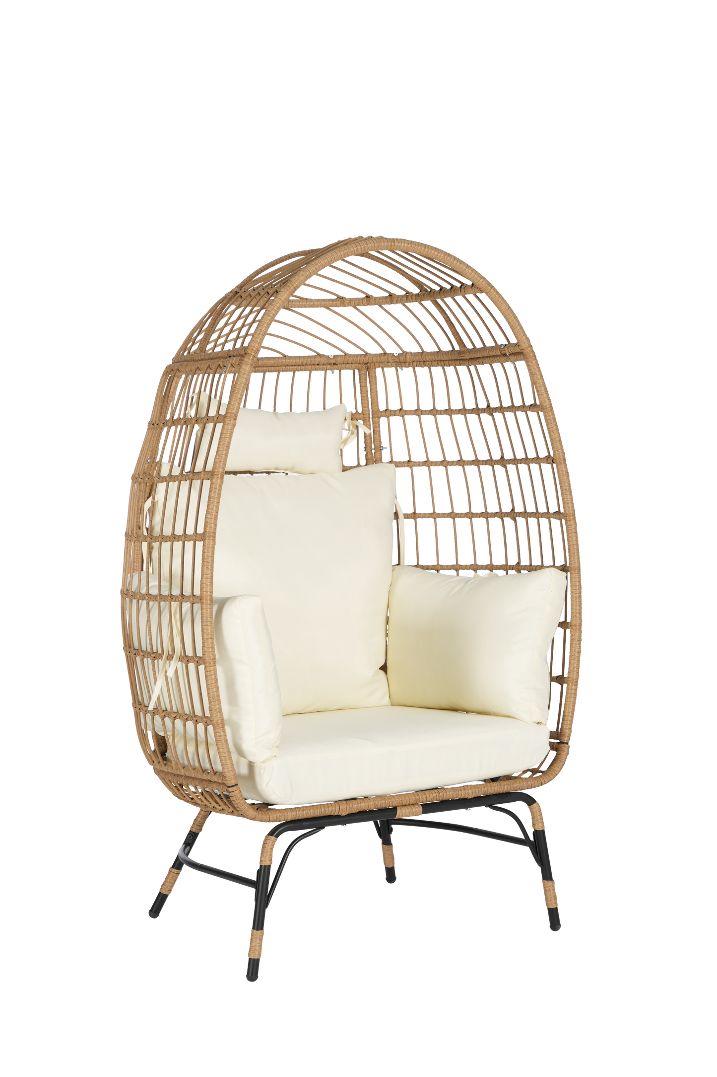 Cozara Oversized Wicker Egg Chair with Ottoman – Cozy Lounge Set