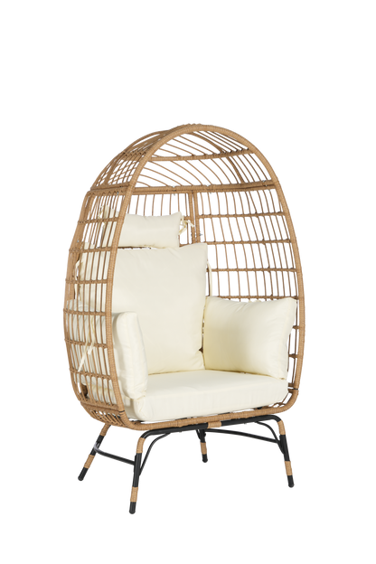 Cozara Oversized Wicker Egg Chair with Ottoman – Cozy Lounge Set