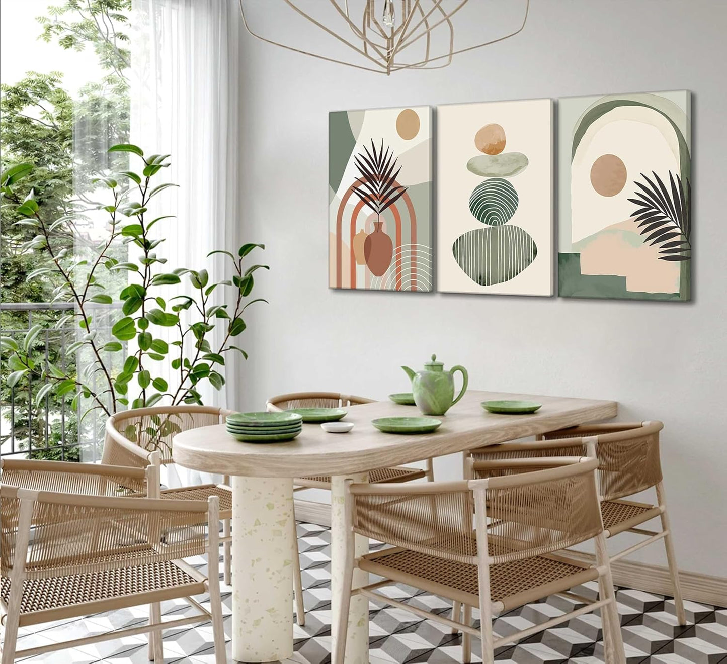 Minimalist Boho Wall Art Set – 3 Piece Canvas Decor