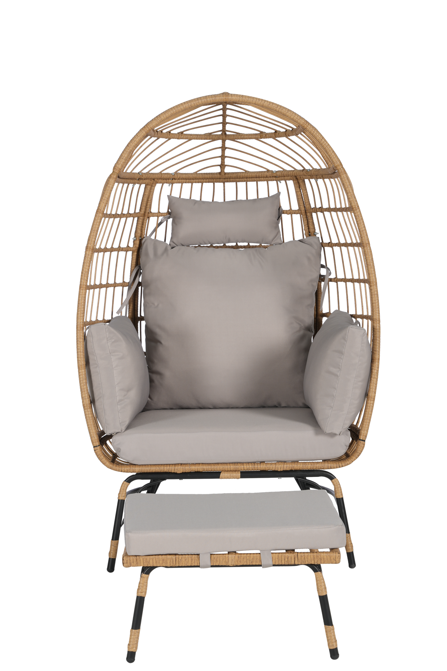 Cozara Oversized Wicker Egg Chair with Ottoman – Cozy Lounge Set