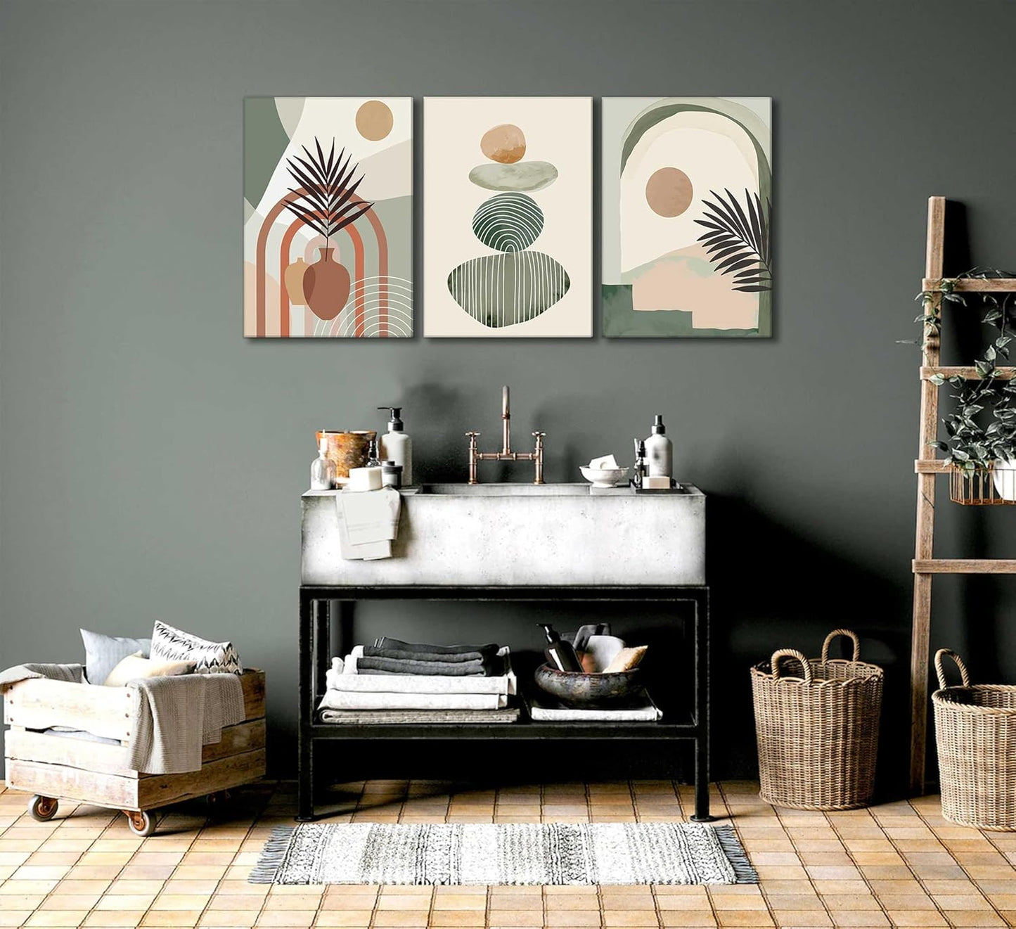 Minimalist Boho Wall Art Set – 3 Piece Canvas Decor