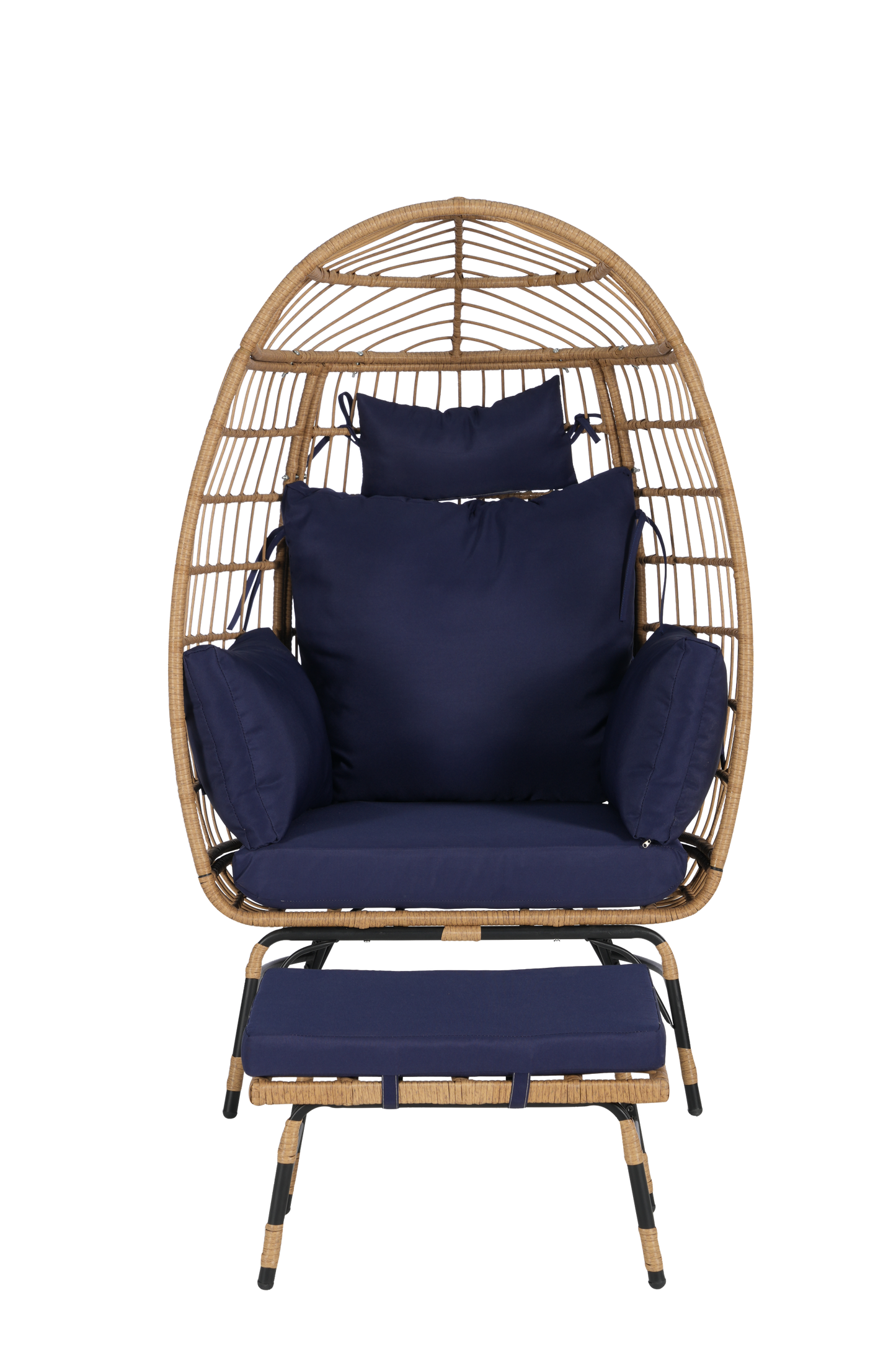 Cozara Oversized Wicker Egg Chair with Ottoman – Cozy Lounge Set