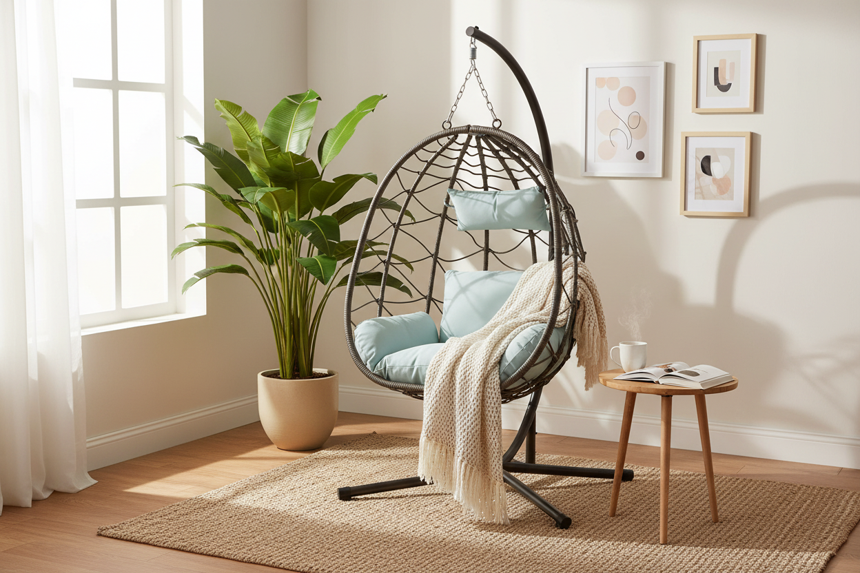 Cozara Hanging Egg Chair – Cozy Indoor & Outdoor Lounge Seat