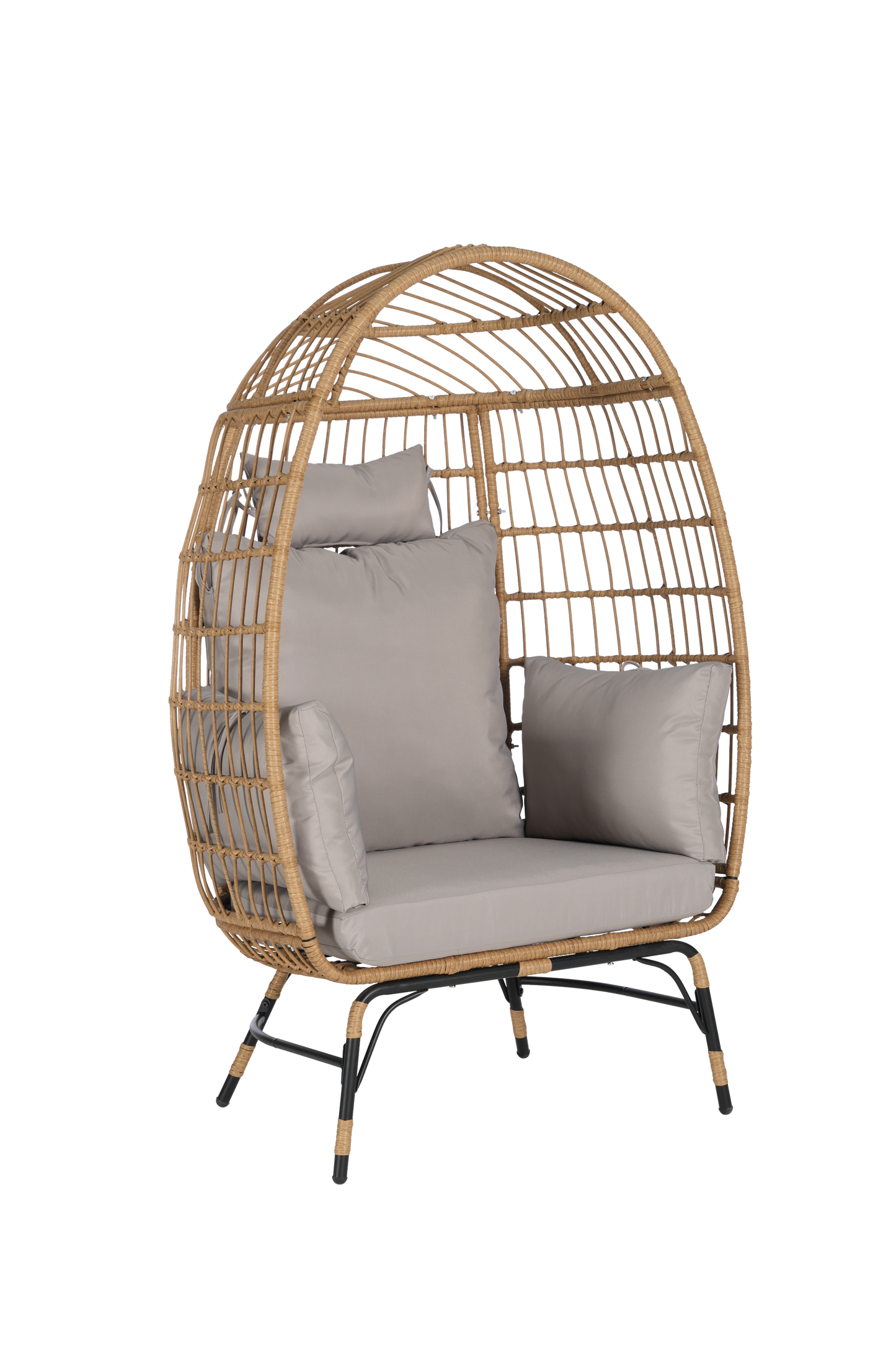 Cozara Oversized Wicker Egg Chair with Ottoman – Cozy Lounge Set