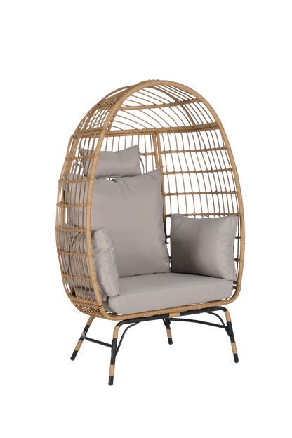 Cozara Oversized Wicker Egg Chair with Ottoman – Cozy Lounge Set