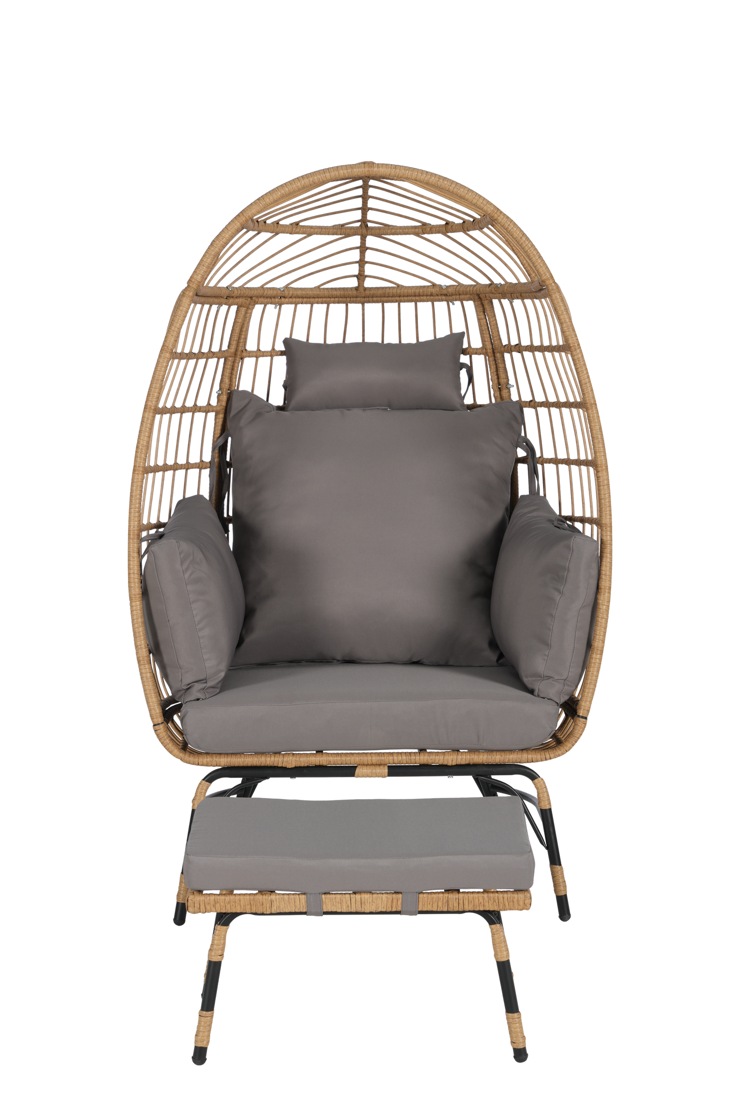 Cozara Oversized Wicker Egg Chair with Ottoman – Cozy Lounge Set