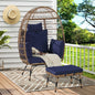 Cozara Oversized Wicker Egg Chair with Ottoman – Cozy Lounge Set