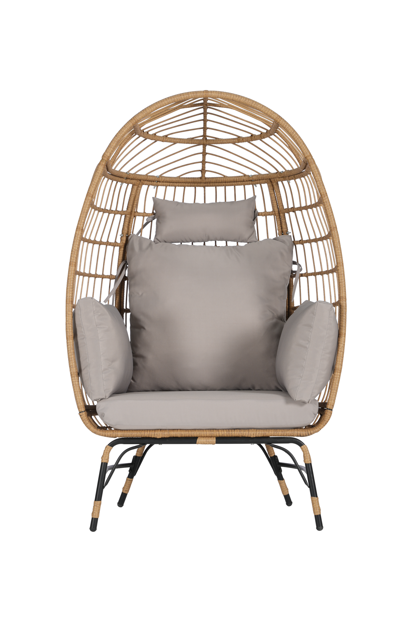 Cozara Oversized Wicker Egg Chair with Ottoman – Cozy Lounge Set