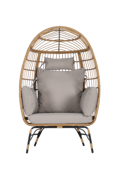 Cozara Oversized Wicker Egg Chair with Ottoman – Cozy Lounge Set