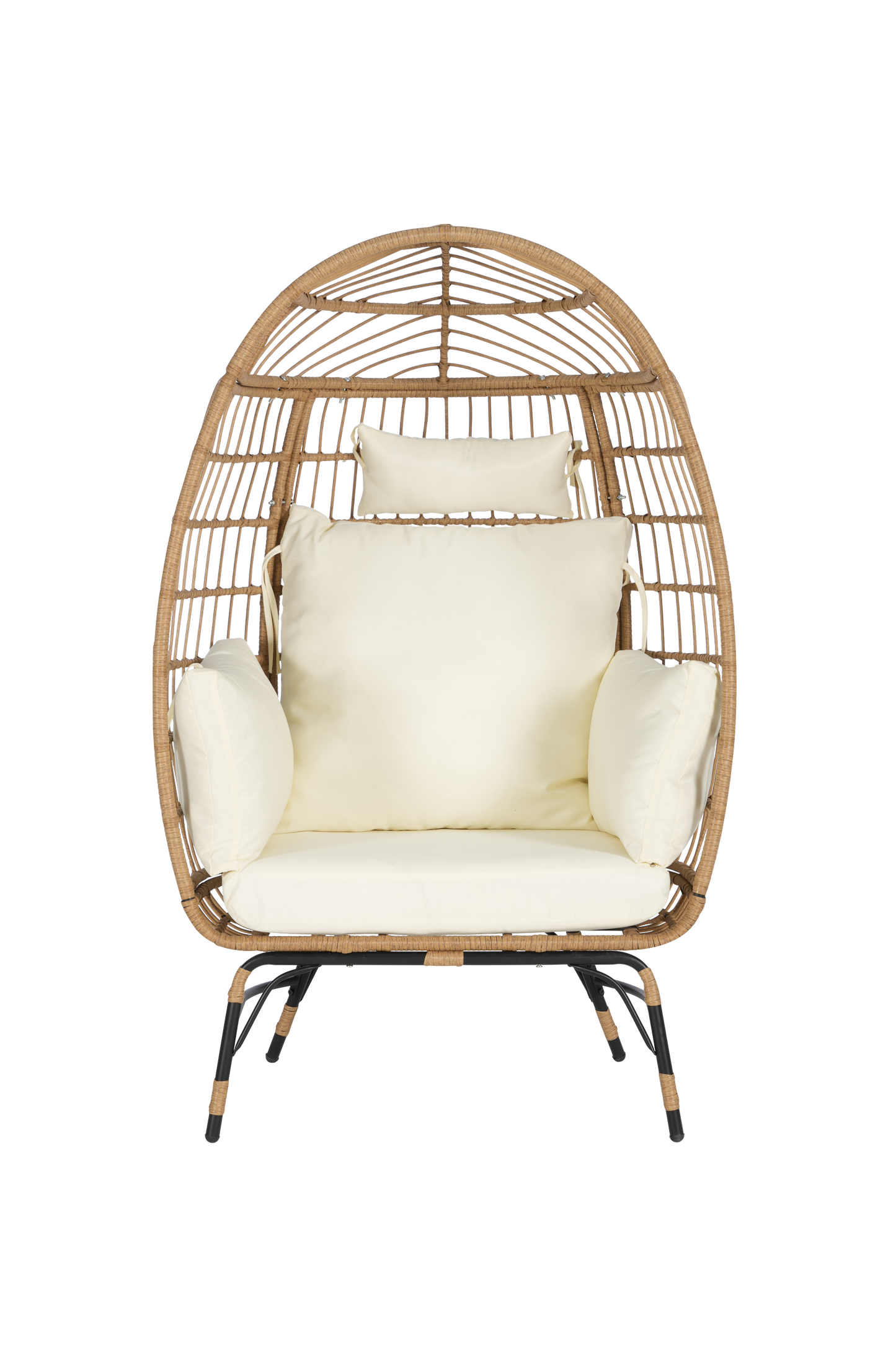 Cozara Oversized Wicker Egg Chair with Ottoman – Cozy Lounge Set