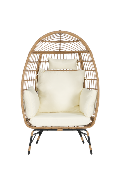 Cozara Oversized Wicker Egg Chair with Ottoman – Cozy Lounge Set