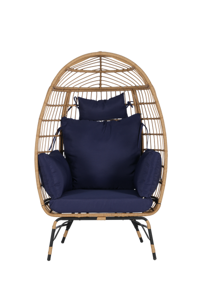 Cozara Oversized Wicker Egg Chair with Ottoman – Cozy Lounge Set