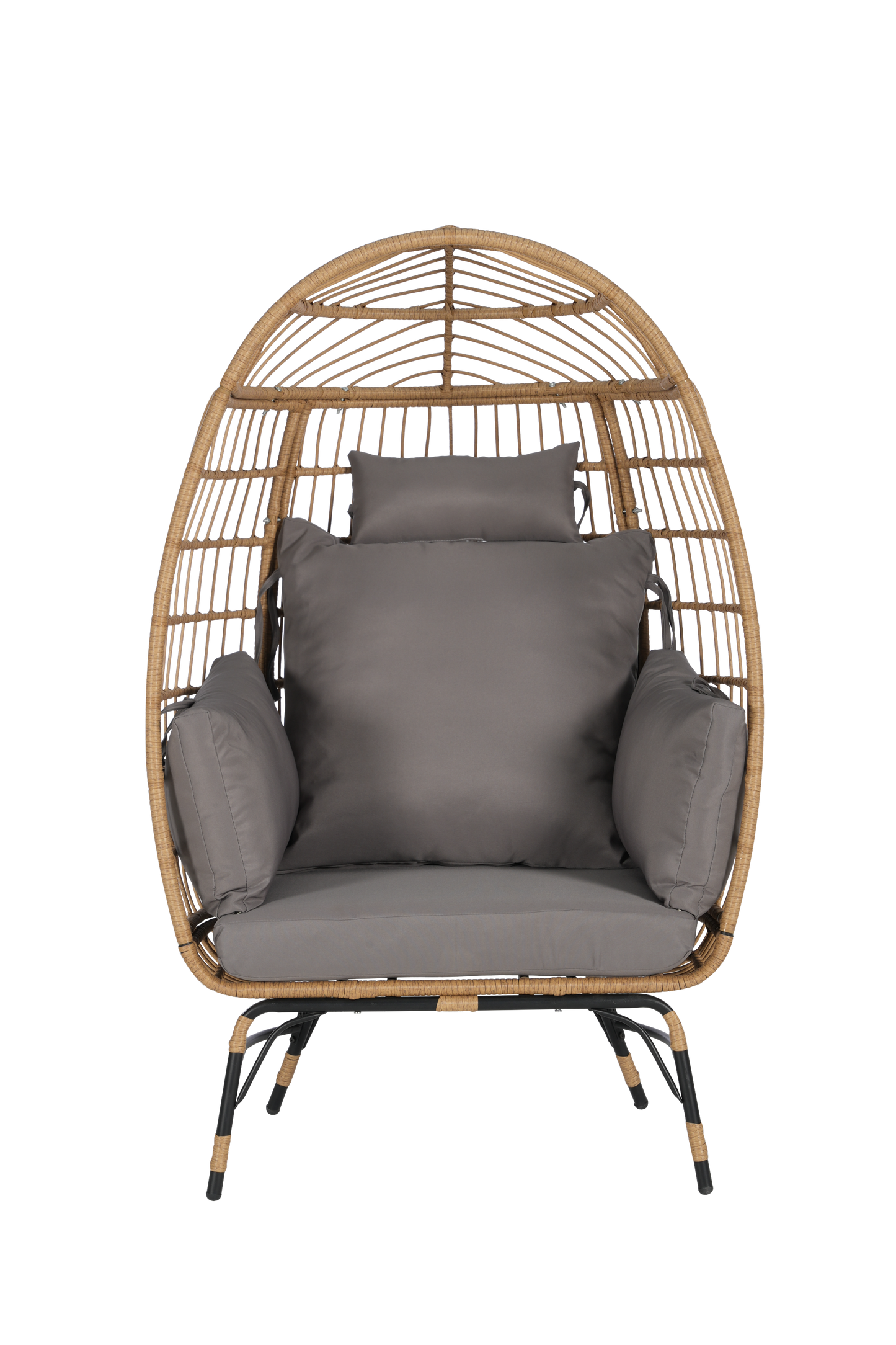 Cozara Oversized Wicker Egg Chair with Ottoman – Cozy Lounge Set