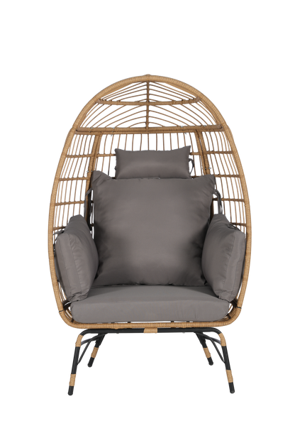 Cozara Oversized Wicker Egg Chair with Ottoman – Cozy Lounge Set